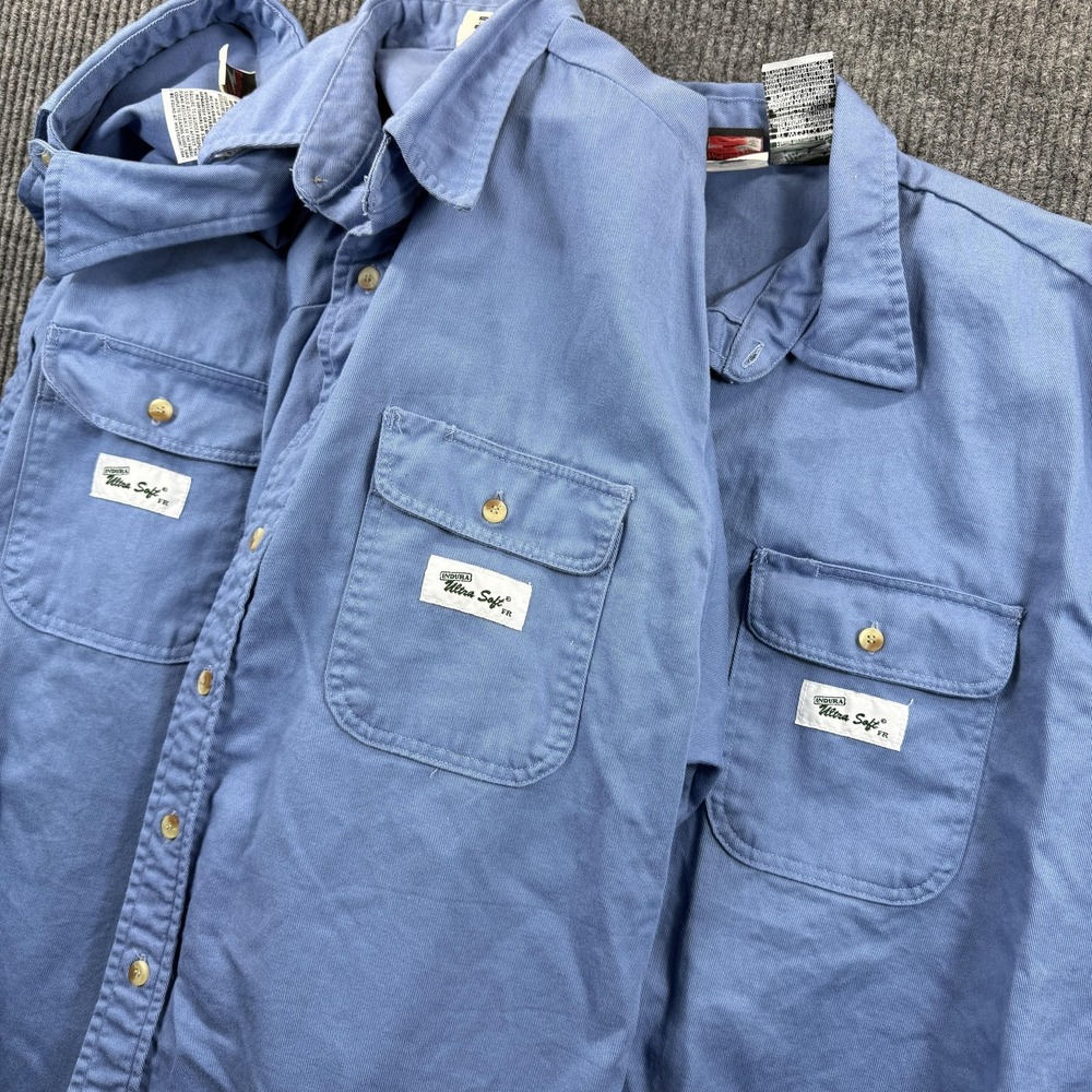 Union Line Shirt Mens XL Blue FR Indura Ultra Soft Work USA Made Lot of 3 Bundle